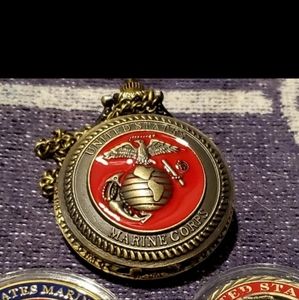 New Red and gold USMC United States Marine Corps pocket watch